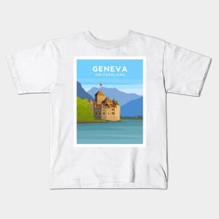 Lake Geneva, Switzerland - Chillon Castle Kids T-Shirt